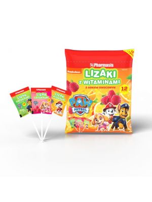 Lizaki z witaminami z sokiem owocowym Psi Patrol (opakowanie 10 sztuk + 2 gratis). Suplement diety