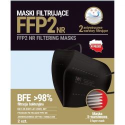 2 x czarna maska filtrująca FFP2