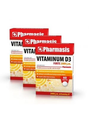 3x Witamina D3 FORTE 2000 j.m. Pharmasis  (data ważności 31.12.2022)